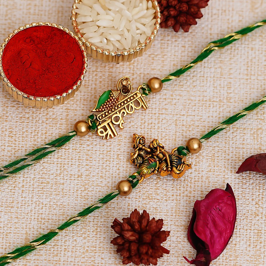 eCraftIndia Green Lord Krishna Designer Rakhis