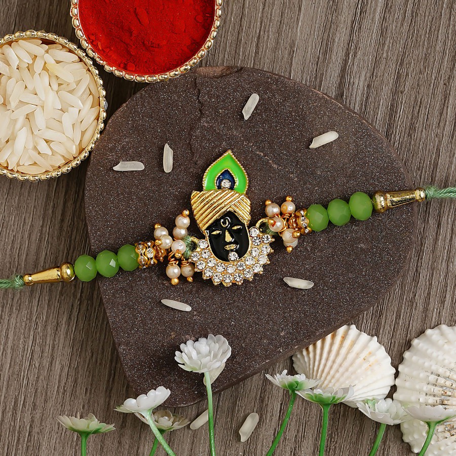 eCraftIndia Green Shrinathji Religious Rakhi