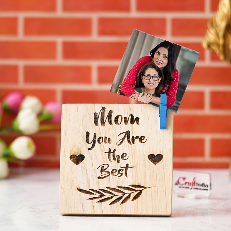 eCraftIndia "Mom You Are the Best" Tabletop Wooden Showpiece