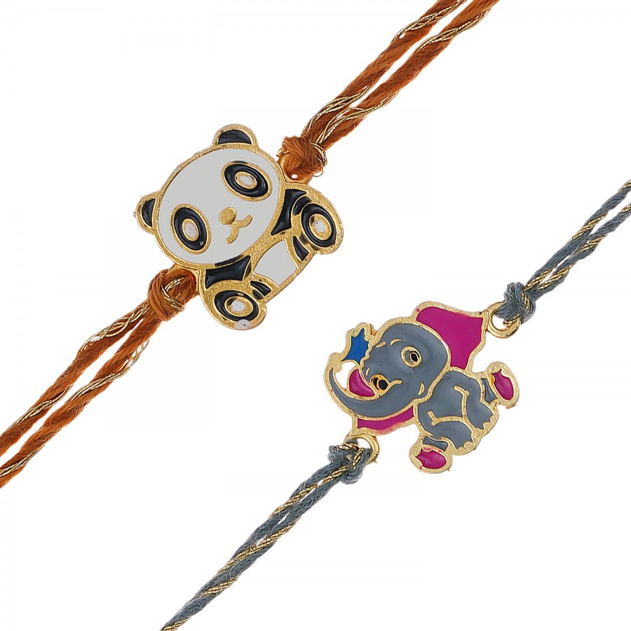 eCraftIndia Panda & Elephant Kids Rakhi