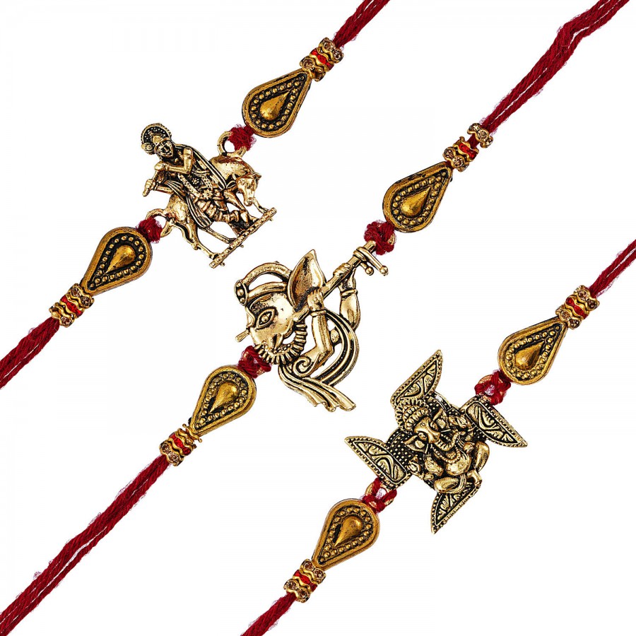 eCraftIndia Red & Golden Coloured Religious Rakhis