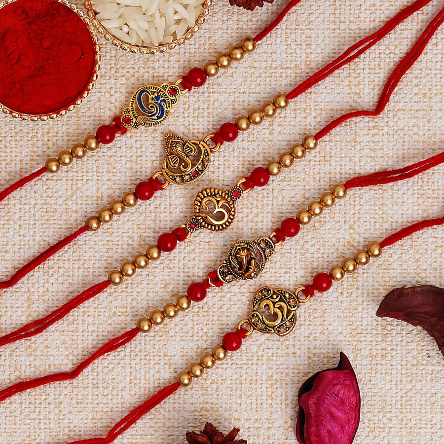 eCraftIndia Red & Golden Designer Religious Rakhis