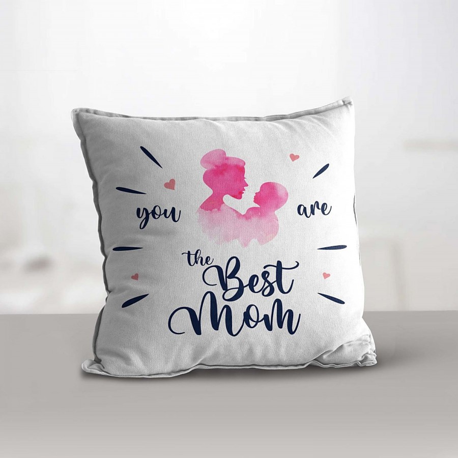 eCraftIndia "You Are The Best Mom" Quote Digital Printed Cushion Cover With Cushion Filler