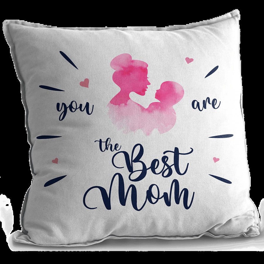 eCraftIndia "You Are The Best Mom" Quote Digital Printed Cushion Cover With Cushion Filler