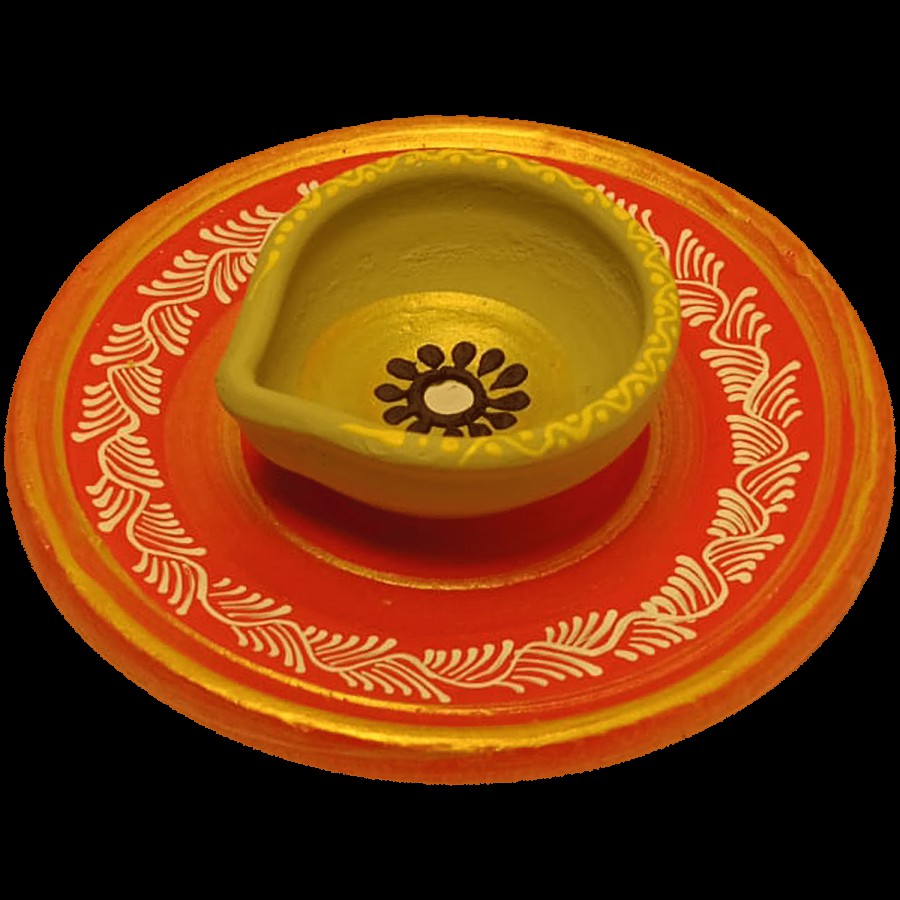 mbc Diwali Plate Clay Diya - For Ganpati