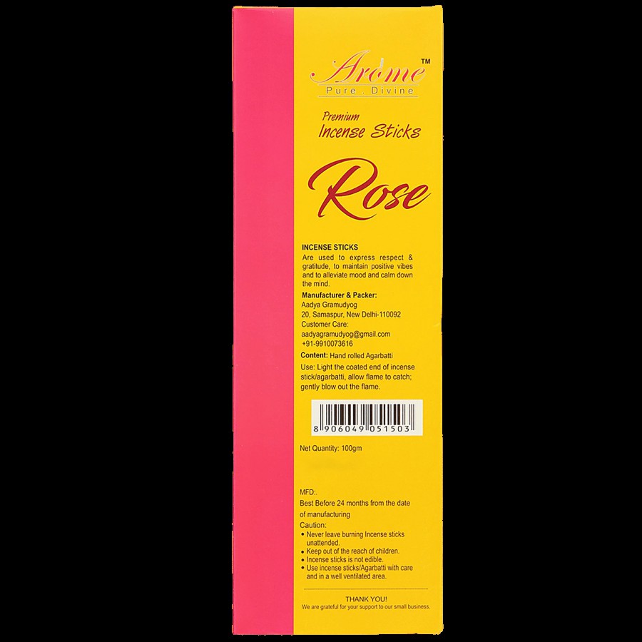 Arome Agarbatti - Rose 9" 100 g