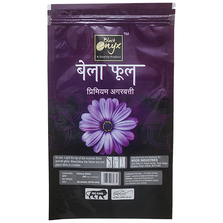 Black Onyx Bela Phool Premium Incense Sticks / Agarbatti - Fragrance Of Bela Flowers