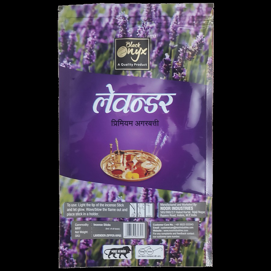 Black Onyx Lavender Premium Incense Sticks / Agarbatti - Rich Fragrance Of Lavender