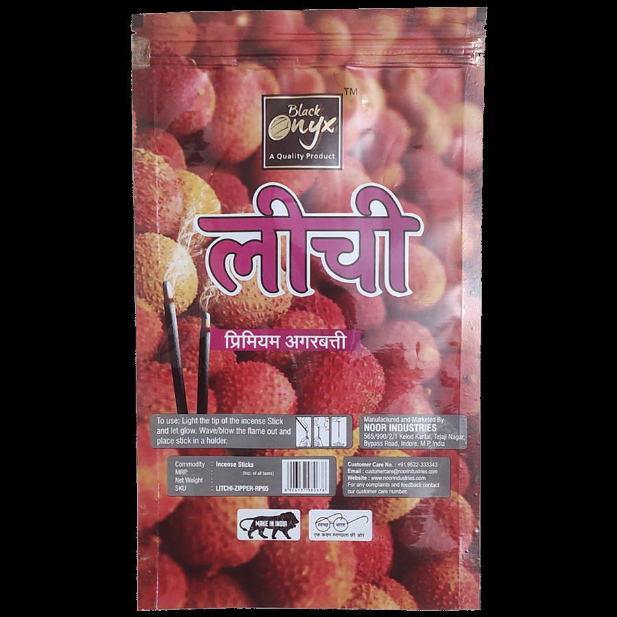 Black Onyx Litchi Premium Incense Sticks / Agarbatti - Real Litchi Fragrance