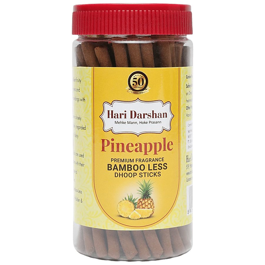 Hari Darshan Pineapple Bamboo Less Dhoop Sticks - Premium Fragrance