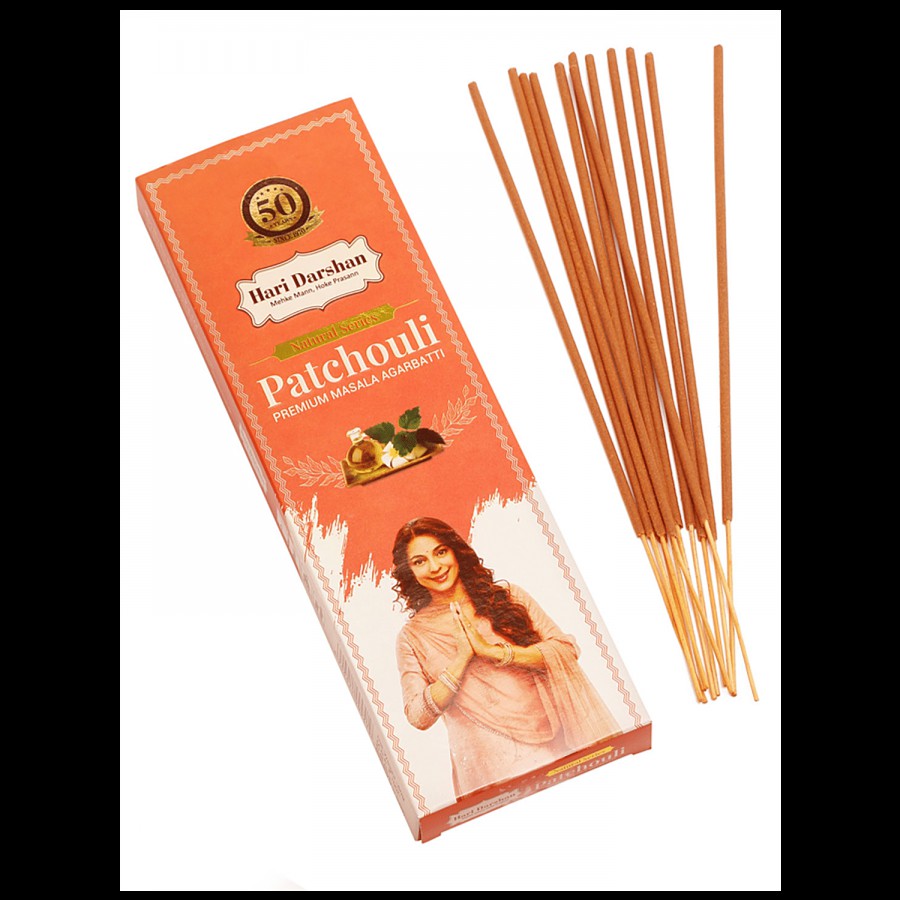 Hari Darshan Patchouli Premium Masala Incense Sticks/Agarbatti - Natural Fragrance