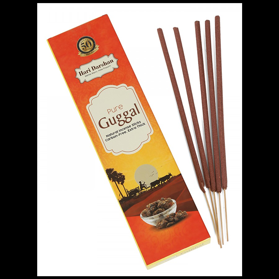 Hari Darshan Pure Guggal Natural Incense Sticks/Agarbatti - Carbon Free