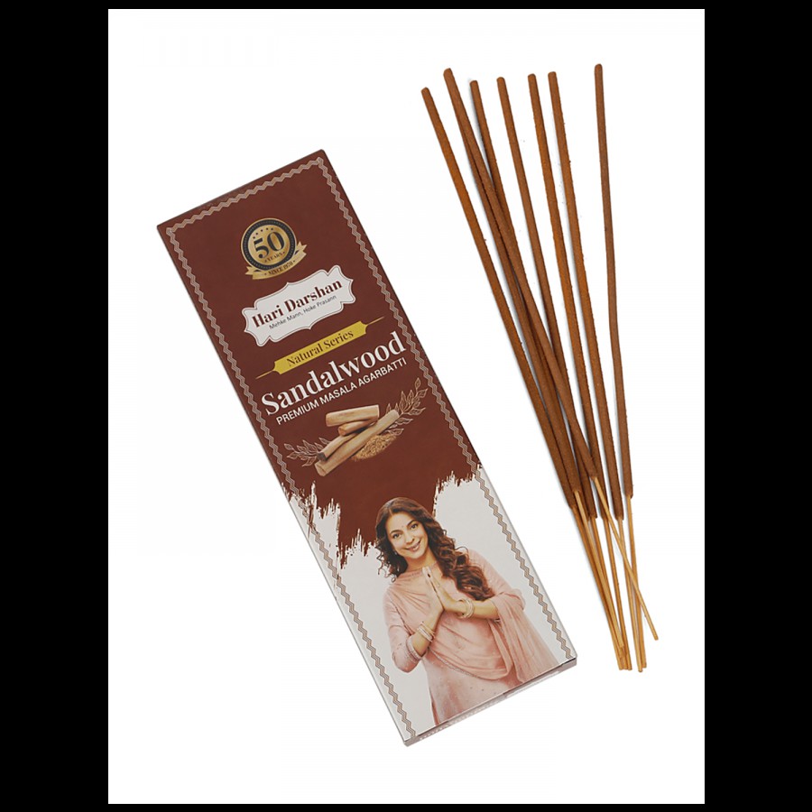 Hari Darshan Sandalwood Premium Masala Incense Sticks/Agarbatti - Natural Fragrance