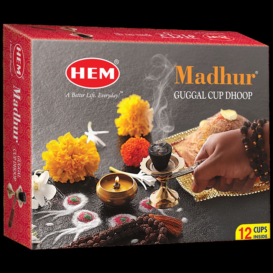 Hem Madhur Gugal Cup Dhoop - Soothing & Long-Lasting Fragrance