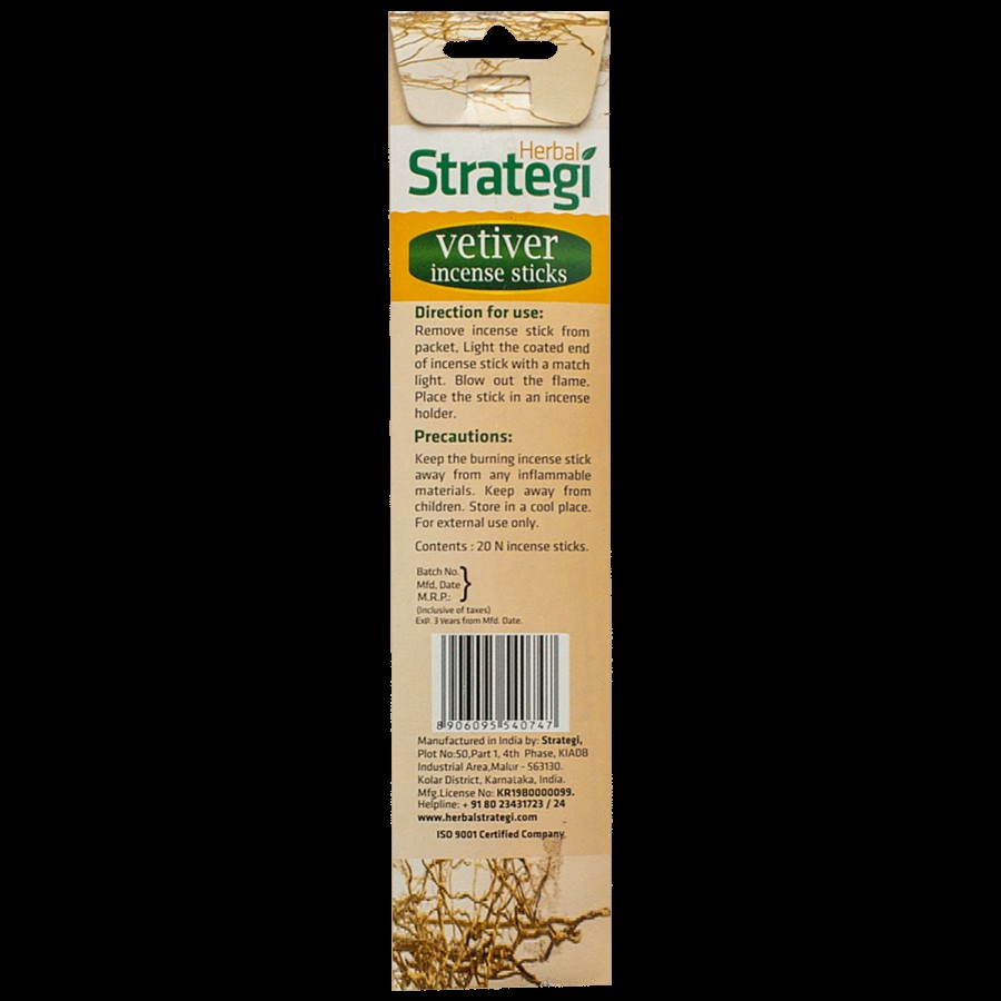 Herbal Strategi Herbal Aromatic Incense Sticks - Vetiver