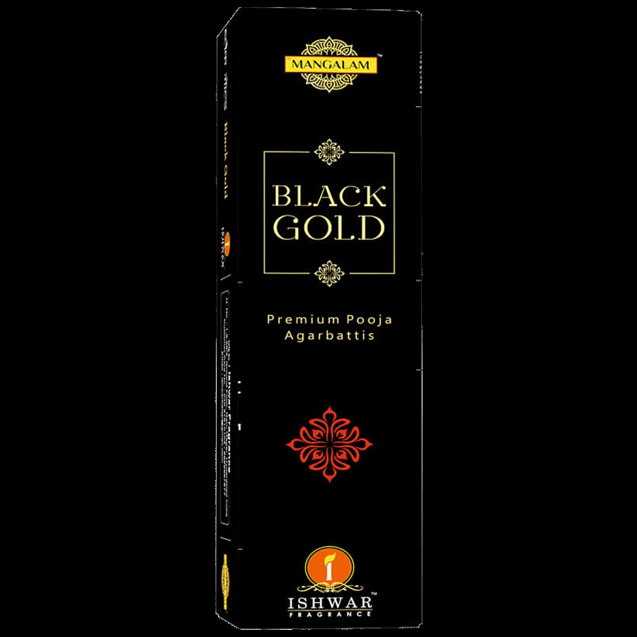 Ishwar Mangalam Black Gold Premium Pooja Agarbattis/Incense Sticks - Long-Lasting Fragrance