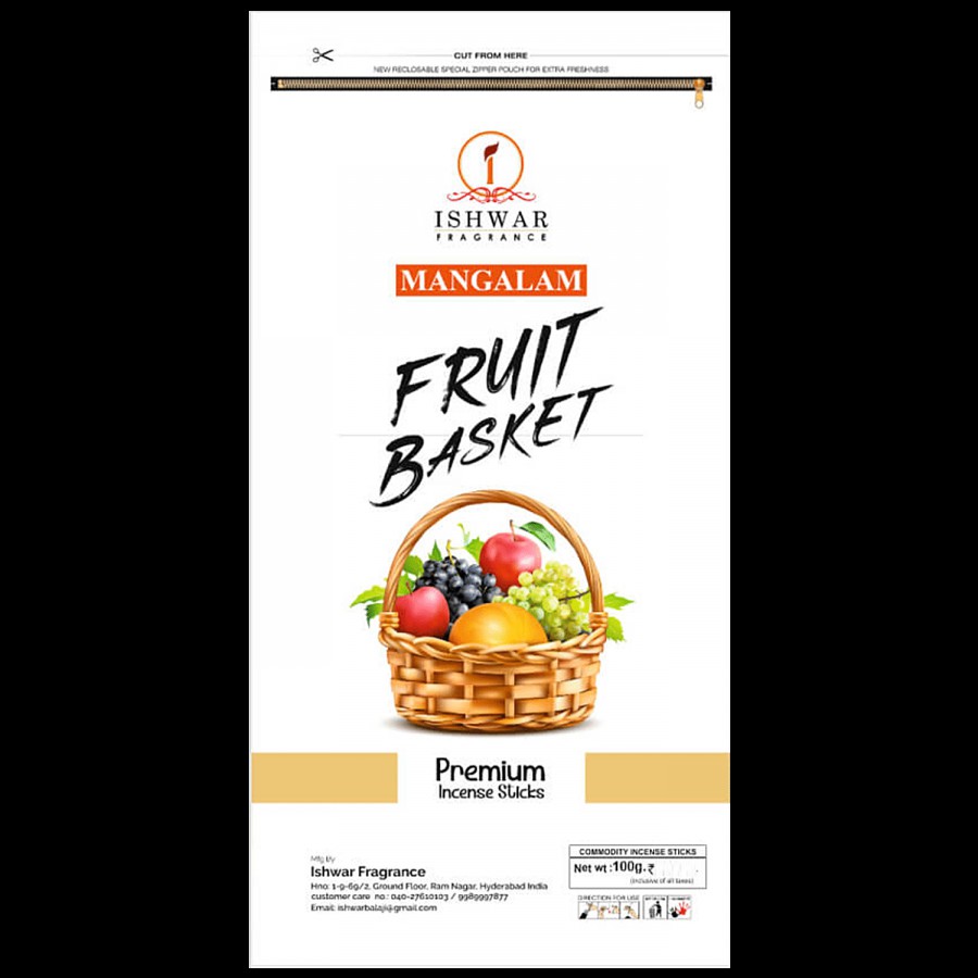 Ishwar Mangalam Fruit Basket Premium Incense Sticks/Agarbattis - Long-Lasting Fragrance