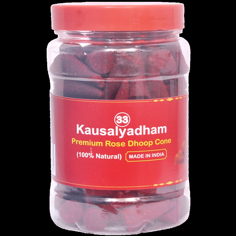 Kausalyadham Premium Rose Dhoop Cone - 100% Natural