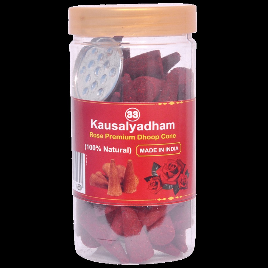 Kausalyadham Rose Premium Dhoop Cone - 100% Natural