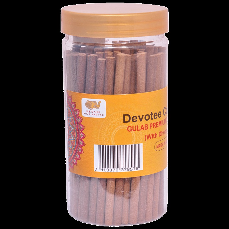 Kesari Puja Samvad Devotee Collection Gulab Premium Dhoop Stick - With Stand