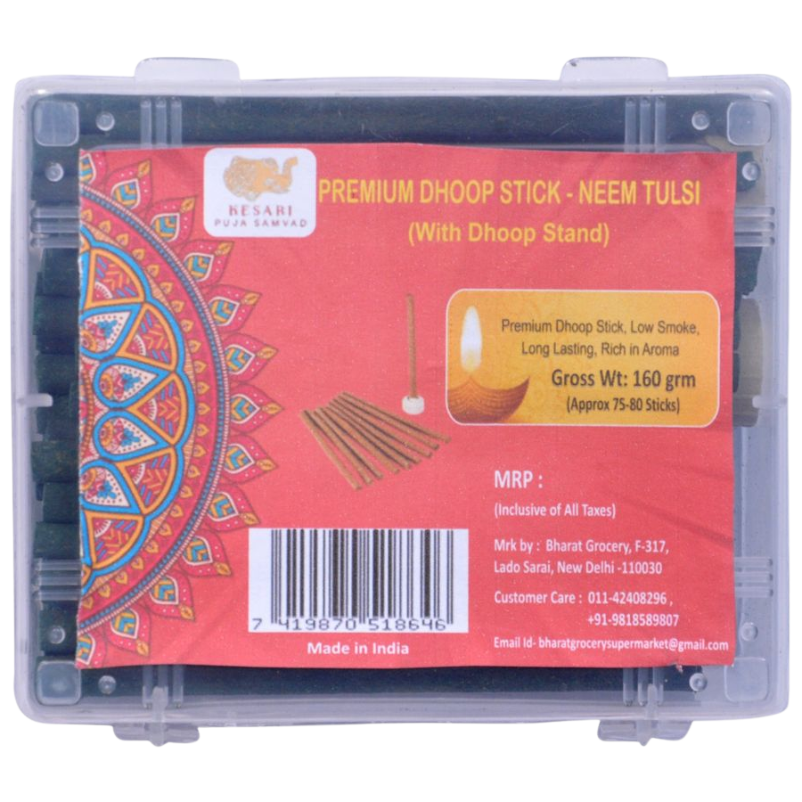 Kesari Puja Samvad Premium Neem Tulsi Dhoop Stick - With Stand