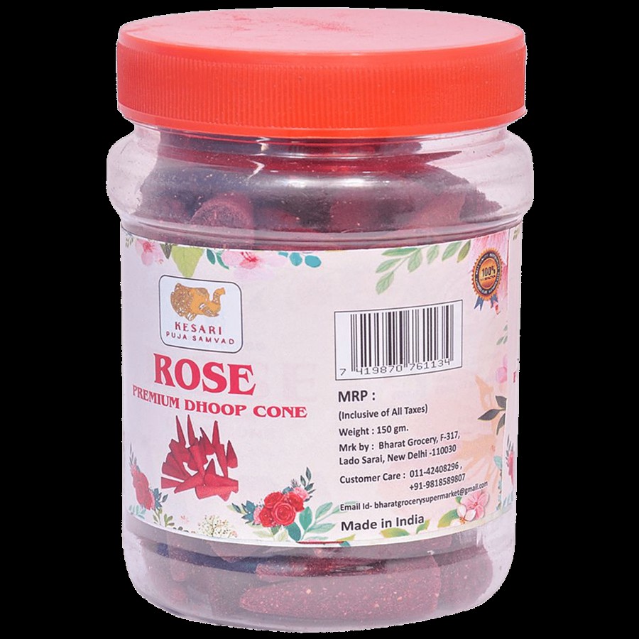 Kesari Puja Samvad Rose Premium Dhoop Cone