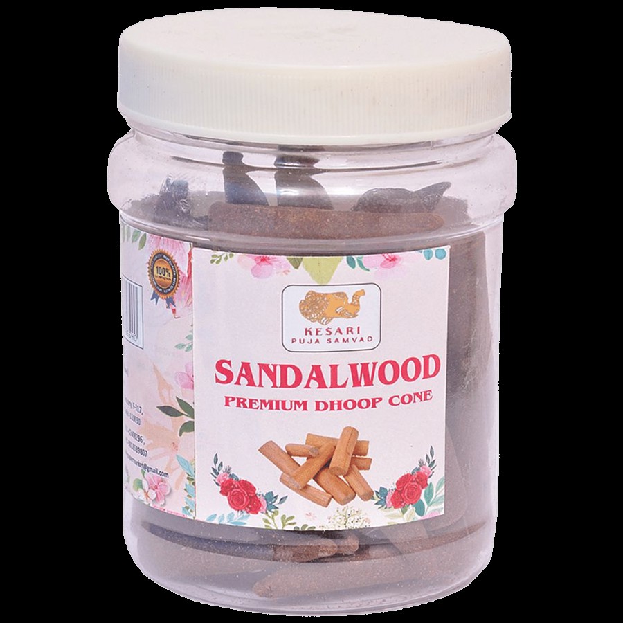 Kesari Puja Samvad Sandalwood Premium Dhoop Cone