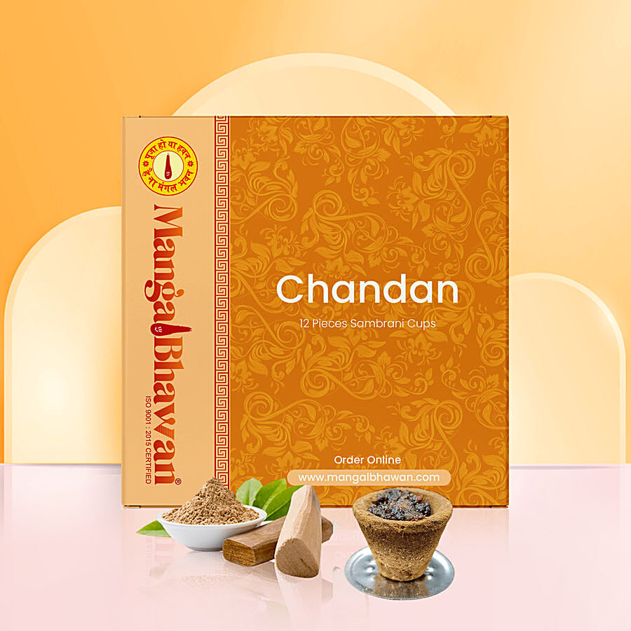 Mangal Bhavan Natural Chandan Sambrani Cup - Soothing & Lasting Aroma