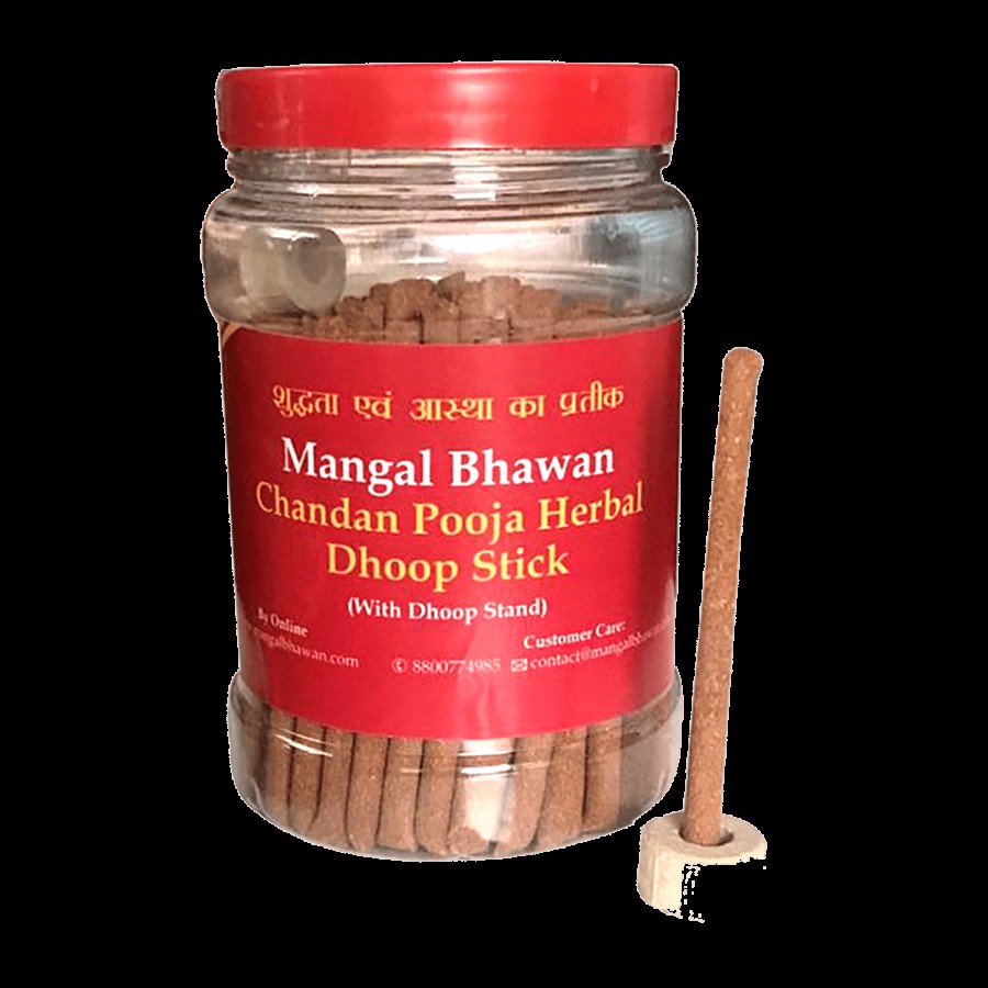 Mangal Bhavan Chandan Pooja Herbal Dhoop Stick - With Stand