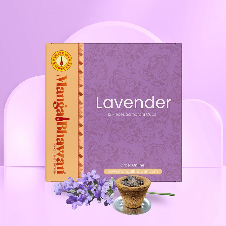 Mangal Bhavan Natural Lavender Sambrani Cup - Soothing & Lasting Aroma