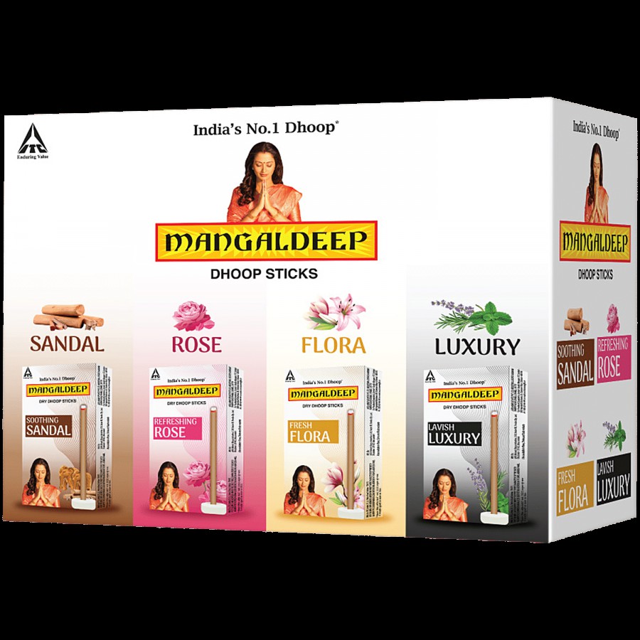 Mangaldeep 5 In 1 Dry Dhoop Sticks - Sandal