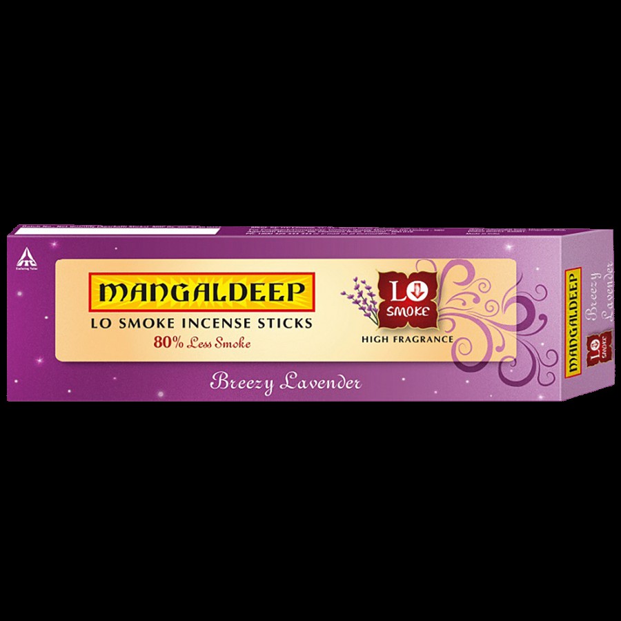 Mangaldeep Lo smoke incense sticks - Breezy Lavender (80% less smoke)