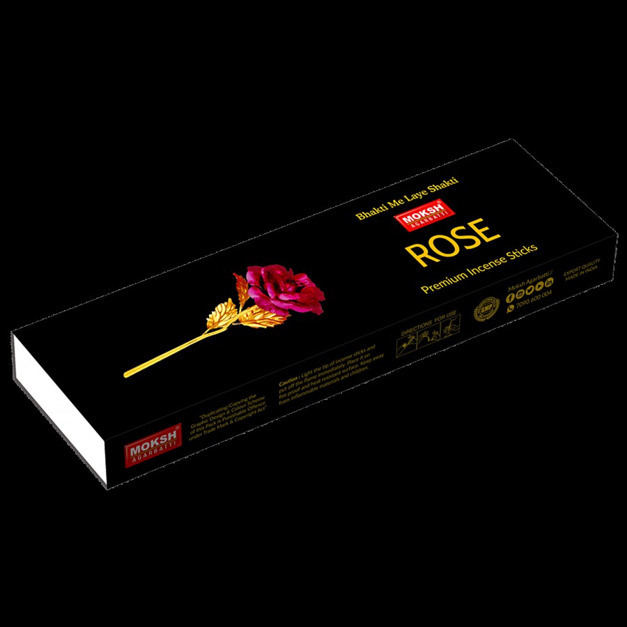 Moksh Rose Premium Incense (Natural Rose Fragrance)