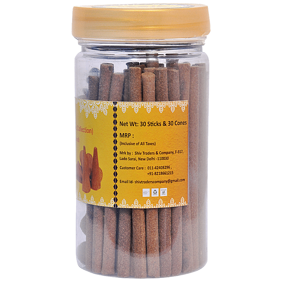 Pooja Sewa Chandan Dhoop Sticks & Cones Combo - Natural