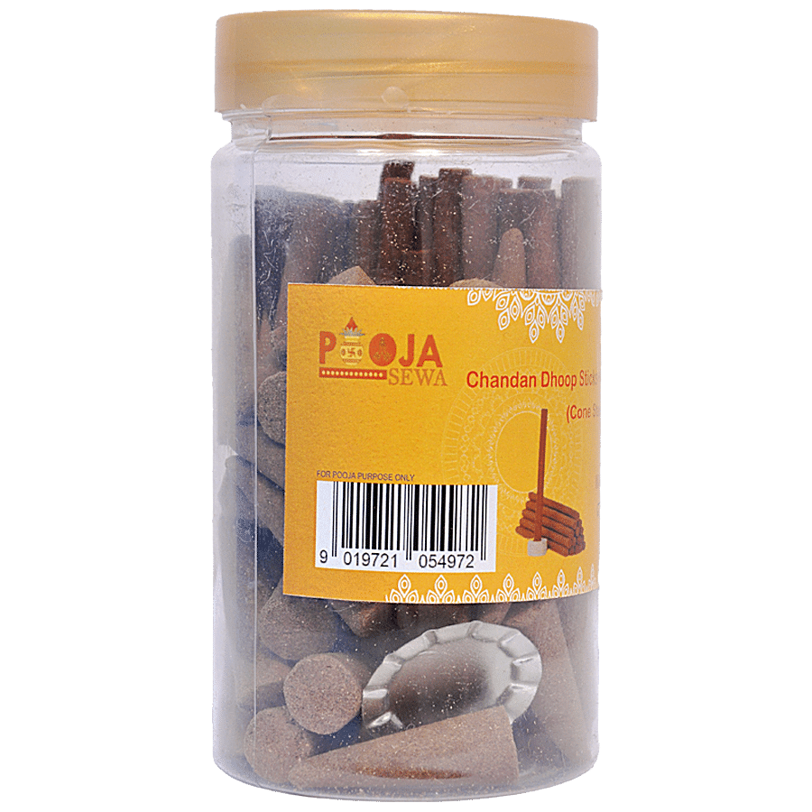 Pooja Sewa Chandan Dhoop Sticks & Cones Combo - Natural