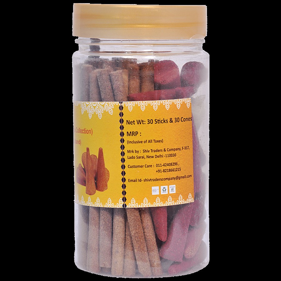 Pooja Sewa Rose Dhoop Sticks & Cones Combo Collection - Natural