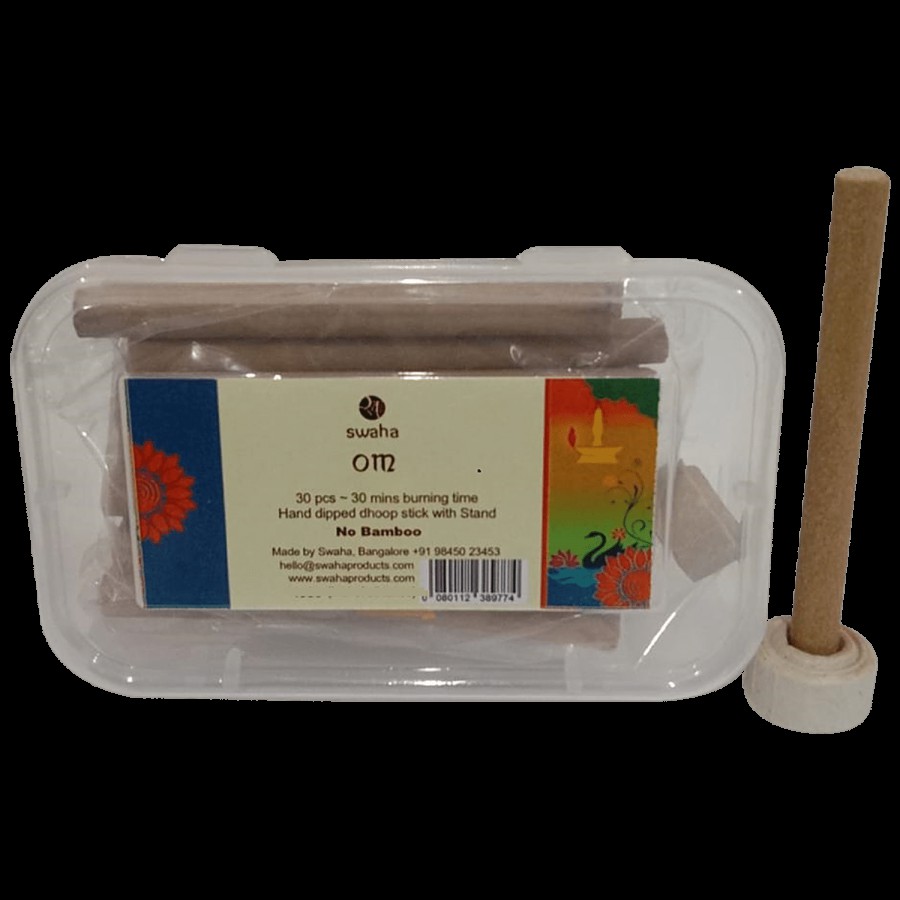 SWAHA Om Hand Dipped Dhoop/Agarbatti Stick - With Stand