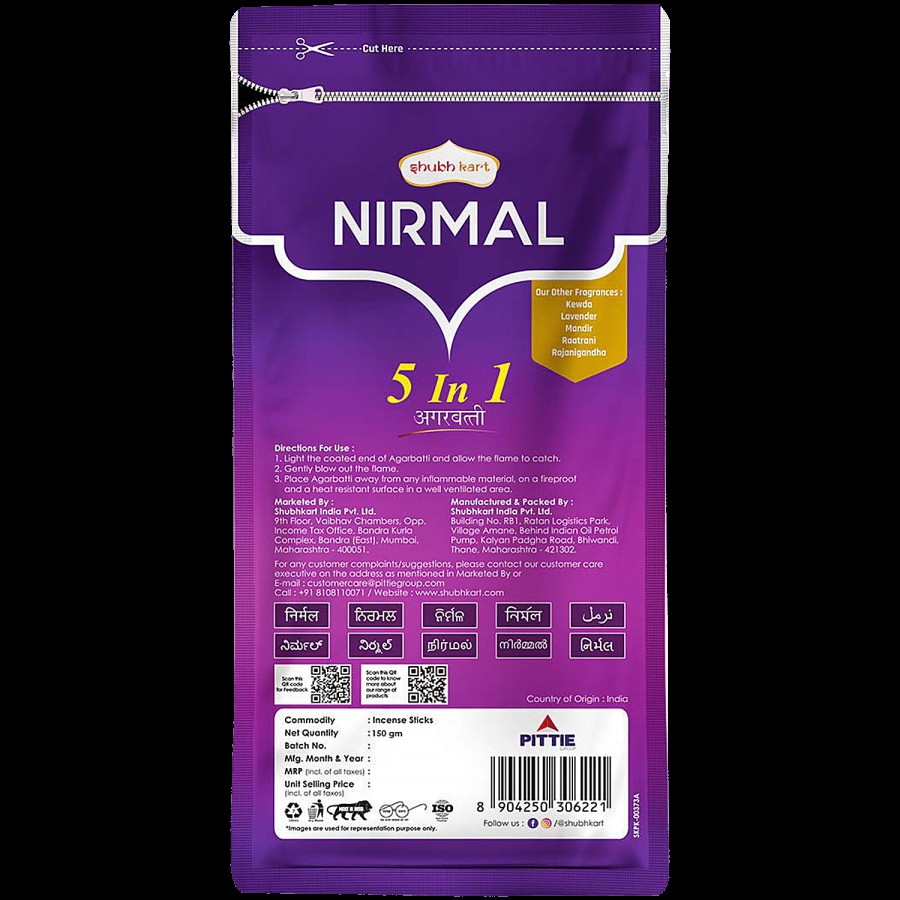 Shubhkart Nirmal - 5 In 1 Agarbatti Sticks