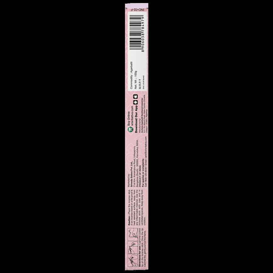 Sri Sri Tattva Premium Rose Agarbatti/Incense Sticks - Long-Lasting Fragrance