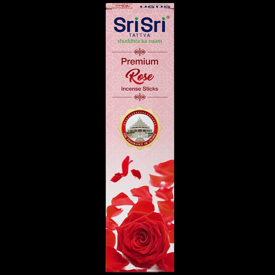 Sri Sri Tattva Premium Rose Agarbatti/Incense Sticks - Long-Lasting Fragrance