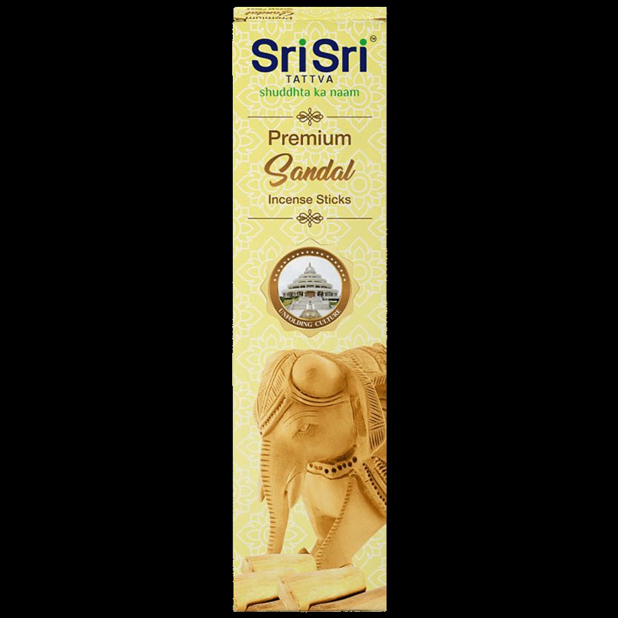 Sri Sri Tattva Premium Sandal Agarbatti/Incense Sticks - Long-Lasting Fragrance