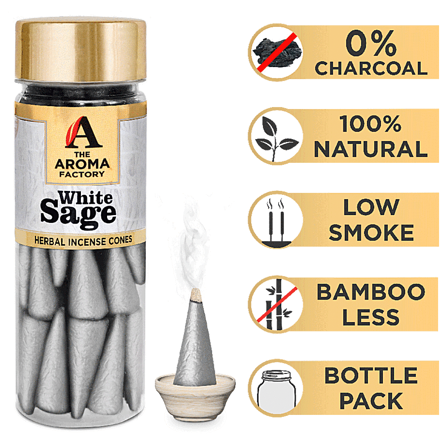 The Aroma Factory Herbal Incense/Dhoop Cones - White Sage