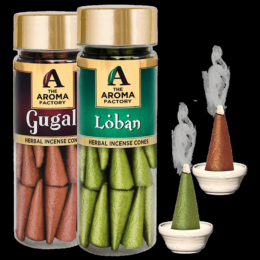 The Aroma Factory Herbal Incense/Dhoop Cones - 0% Charcoal