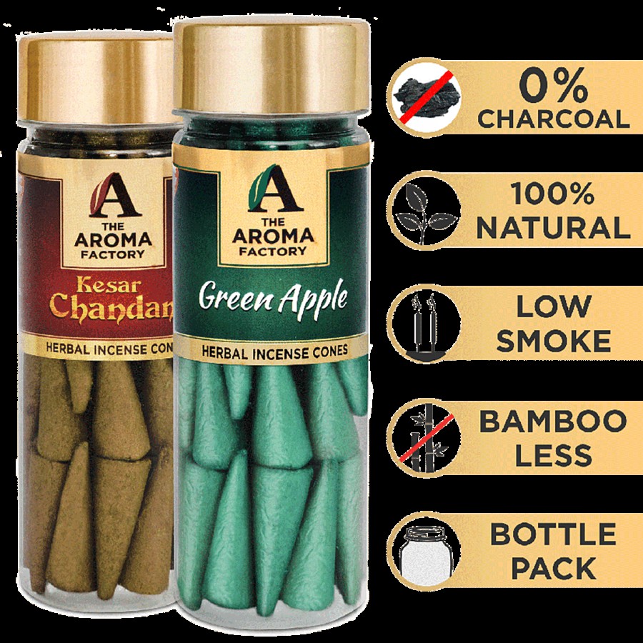 The Aroma Factory Herbal Incense/Dhoop Cones - 0% Charcoal