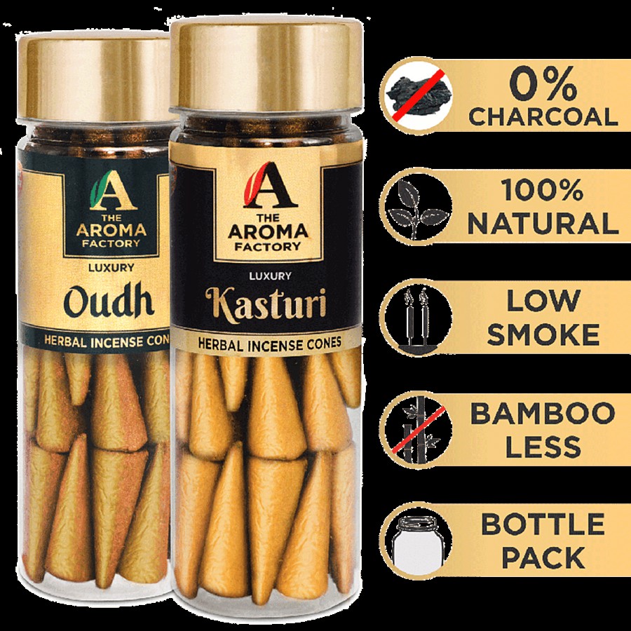 The Aroma Factory Herbal Incense/Dhoop Cones - 0% Charcoal