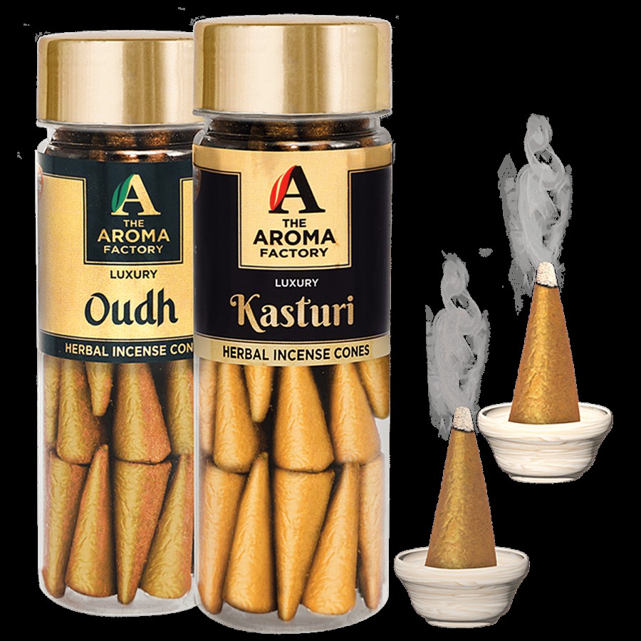 The Aroma Factory Herbal Incense/Dhoop Cones - 0% Charcoal