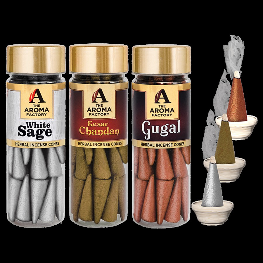 The Aroma Factory Herbal Incense/Dhoop Cones - 0% Charcoal