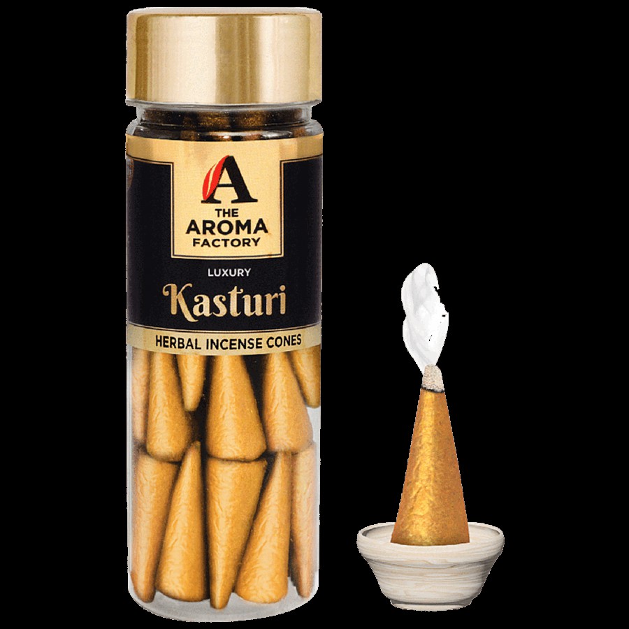 The Aroma Factory Herbal Incense/Dhoop Cones - Luxury Kasturi