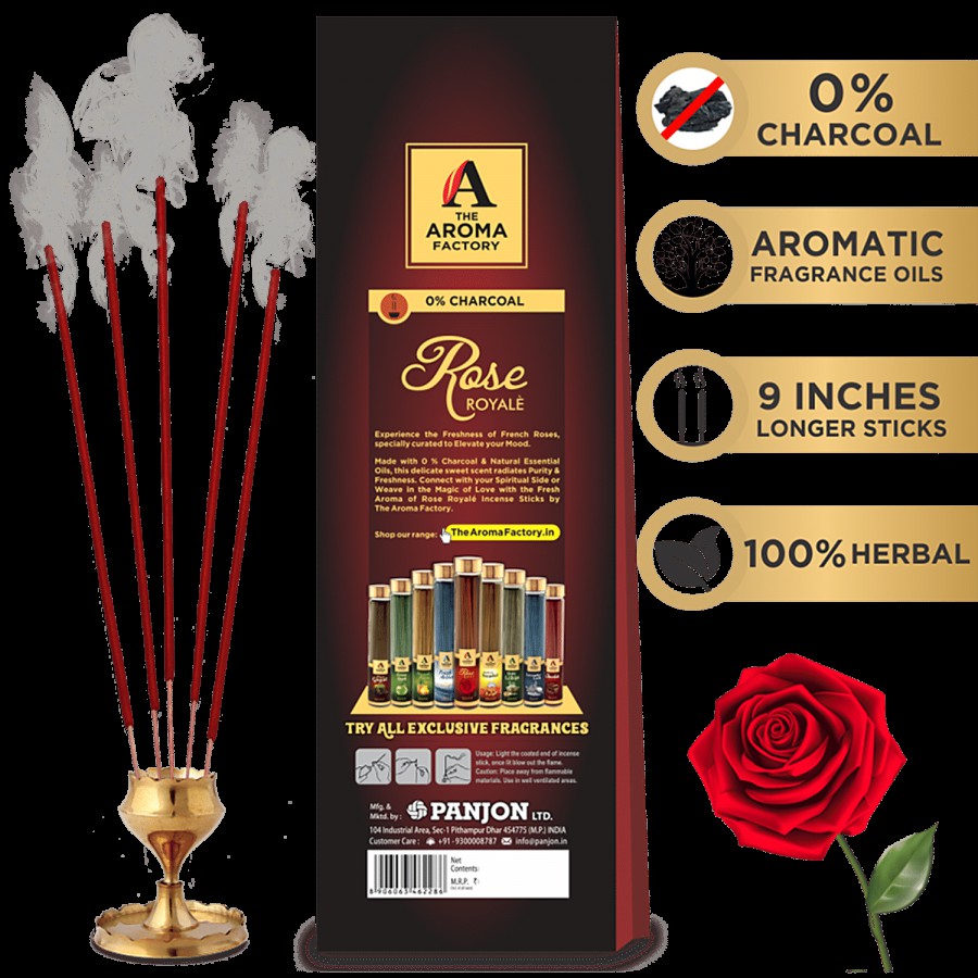 The Aroma Factory Incense Sticks/Agarbatti - Rose Royale