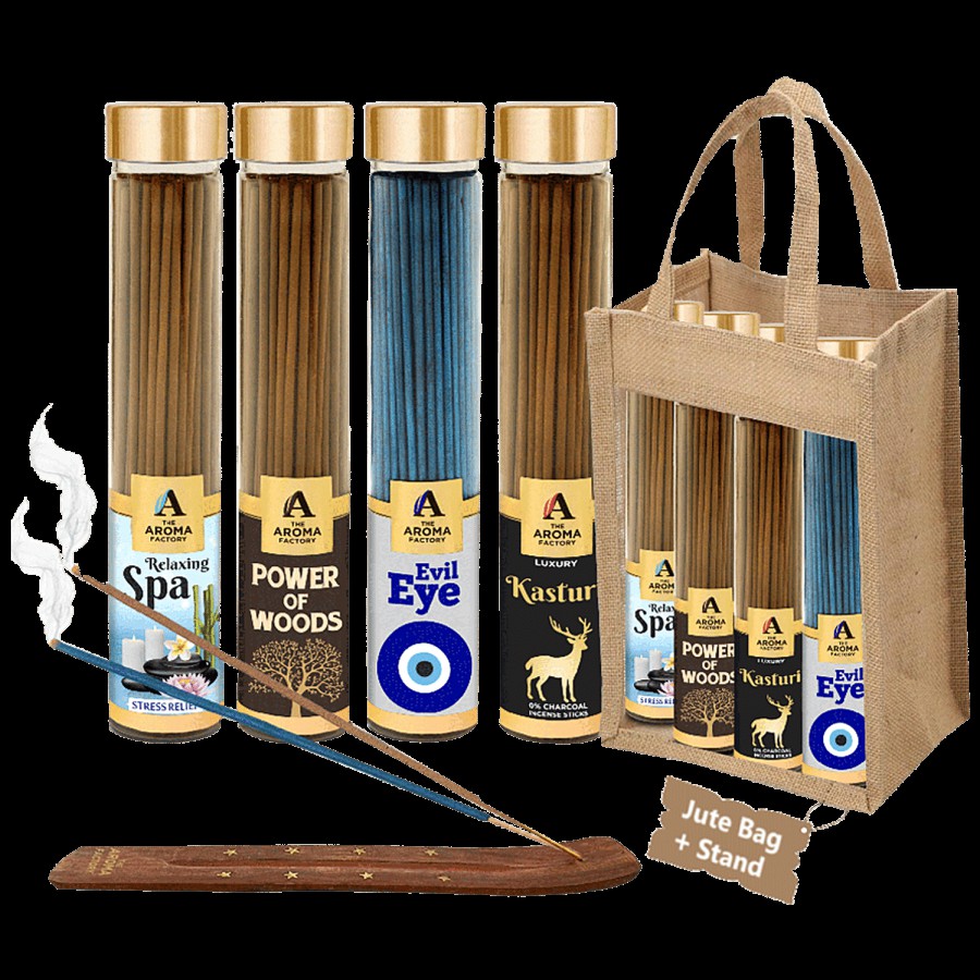 The Aroma Factory Incense Sticks/Agarbatti - With Jute Bag & Stand